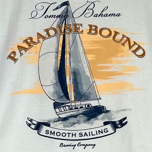 Tommy Bahama Graphic T-Shirt Mens XL White Paradise Bound Sailboat NWT